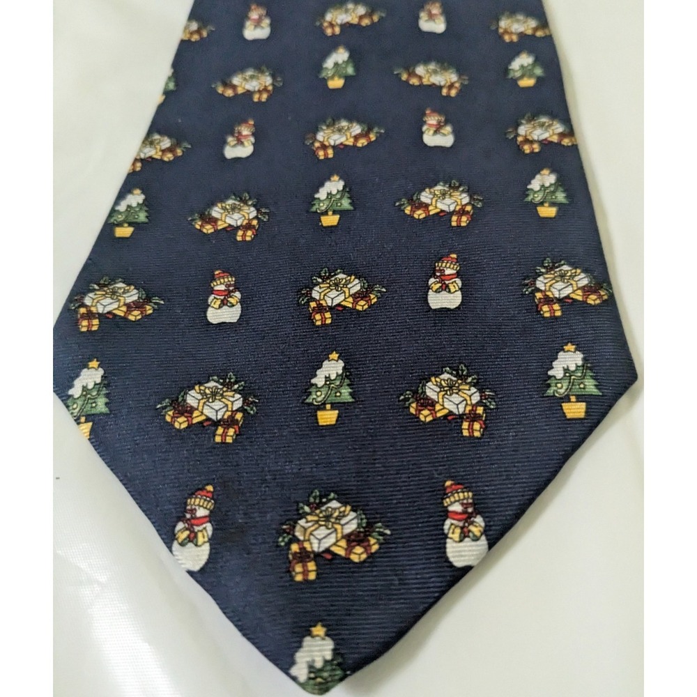Men's Navy Holiday Pattern Silk Tie